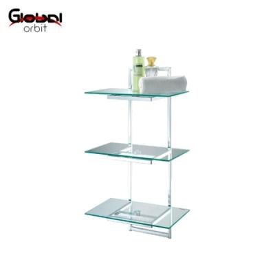 China 3 Tier Towel Hanger Rack Glass Towel Shelf Wall Mount Bathroom Accessories for sale