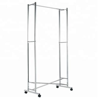 China Adjustable Foldable Folding Double Rail Clothes Rack for sale