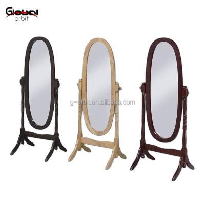 China Traditional antique entrance dressing wooden floor standing full length mirror for sale