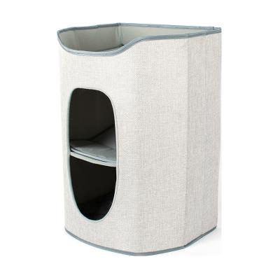 China Breathable Portable Cat Box House Foldable Cat Room With Platform Scratching Post CatTree Soft Interactive Toy for sale