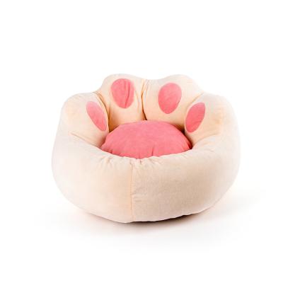 China New Design Plush Paw Round Carriers Bed Houses Dog Viable Cat Sleep Bed Wholesale For Pet Breeding Dog Cat for sale