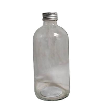 China Wholesale 330ml-350ml Fancy Empty Glass Beverage Juice Milk Syrup Bottle Clear With Screw Cap for sale