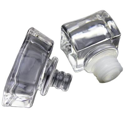 China Non Refillable Clear Square Recantangle Glass Stopper Round Cork For Vodka Bottle for sale