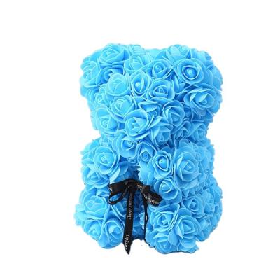 China Pe Hot 25Cm Artificial Rose Heart Teddy Bear Handmade Bear Of Roses For Valentine'S Day Wedding Birthday for sale