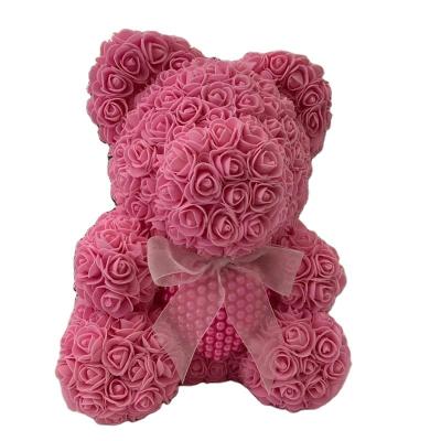 China Pe 40Cm Valentine'S Day Rose Bear Eternal Flower Rose Teddy Bear Box Gift Artificial Flower Bubble Rose Christmas Gift for sale