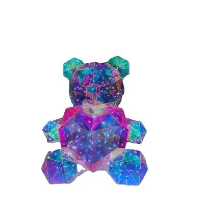 China Eclectic 2023 Novelty Gifts Led Glow Teddy Bear Valentines Day 30 Cm Pvc Holographic Foil Usb Plug Bears Christmas Lights for sale