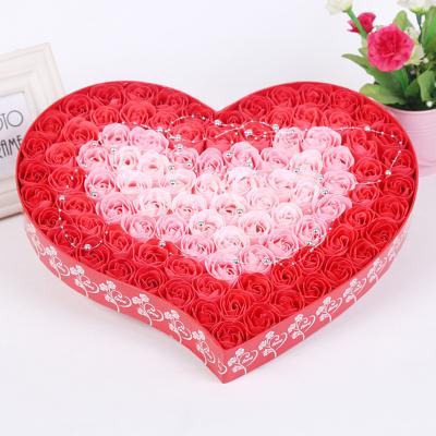 China Soap Rose Mother's Day Shaped Tins Wholesale Flowers Gift Artificial Eternal Soap Rose In Heart Shape Box for sale