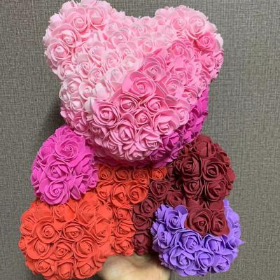 China Foam Rose Factory Price PE Foam Rose Bear 40cm Artificial Rose Bear With Box Rose Bear Gift For Mother's Day Valentine Day for sale