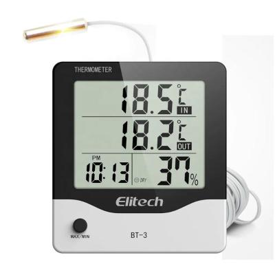 China Elitech BT-3 LCD Digital Hygrometer Thermometer Humidity Monitor Room Temperature and Humidity Monitor with Clock BT-3 for sale