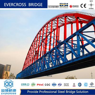 China Concrete Deck Steel Arch Bridge Metal Pedestrian Bridge With Painted Surface for sale