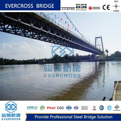 China Heavy Loading Steel Cable Suspension Bridge With Steel Concrete Decking for sale