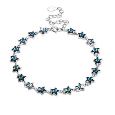 China All-Star Fashion Jewelry CLASSIC Bracelet 925 Silver Pearl String Bracelet with Crystal Sterling Silver Blue Bracelet for sale