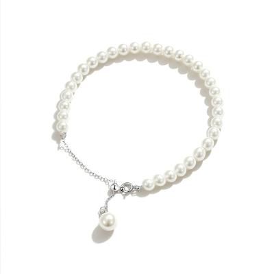 China The CLASSIC personalized silver men's 925 Sterling Silver Shell Pearl Simple and creative bead bracelet bracelet for sale