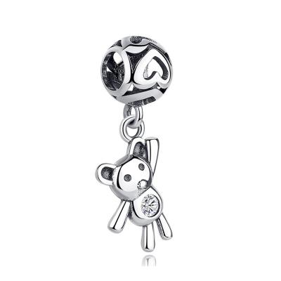 China FASHIONABLE Sterling Silver Lovely Bear DIY Fashion Jewelry Pendants and Charms Bracelet Beaded Sterling Silver Bead Accessories for sale