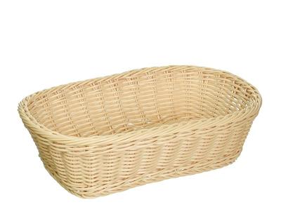 China Viable Woven Wicker Food Bread Basket Plastic PE Vegetable Fruit Storage Bucket Container for sale