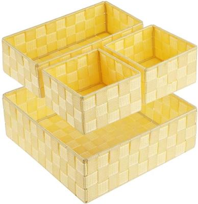 China Durable Yellow Nylon Storage Basket For Cabinet, Dresser, Drawer, Shelf, Office Divider Woven Storage Box 4 Pack Cube Basket Bin for sale