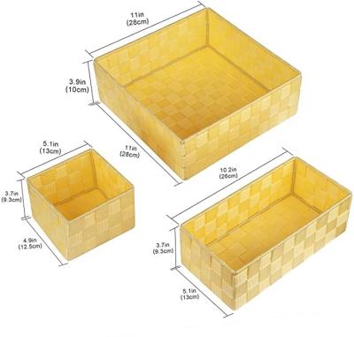 China Viable Woven Storage Box Cube Basket Trash Container Box, 4 Pack Storage Nylon Basket For Cabinet, Dresser, Drawer, Shelf, Desk Divider for sale