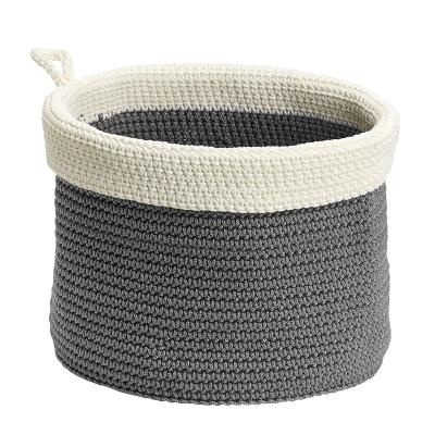 China Good Quality Sustainable Fashionable Custom Comfortable Storage Hand Crochet Baskets For Bathroom for sale