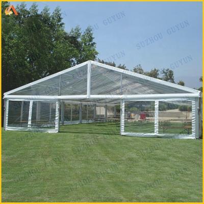 China bohemian style aluminum constant marquee wedding party clear transparent glass tent for sale