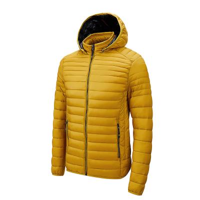 China OEM Waterproof Custom Logo Yellow Warm Lightweight Stripper Padded Winter Jacket Thick Mens Jacket for sale