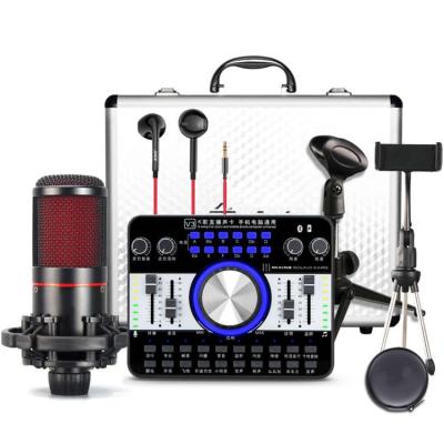 China Professional desktop condenser microphone G8 andV3 sound card set for live webcast recording for sale