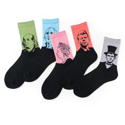 China Antibacterial hot sale high quality men's 100% cotton sports socks personalized patterned crew socks for sale