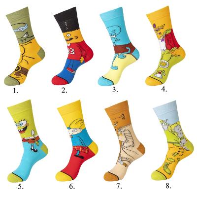 China Wholesale Custom Cotton Socks Cartoon Character Logo Antibacterial Face Printed Men's Socks for sale