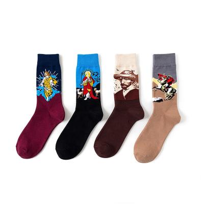 China High Quality Paint Art Mens Crew Socks Famous Brand Wholesale Antibacterial for sale