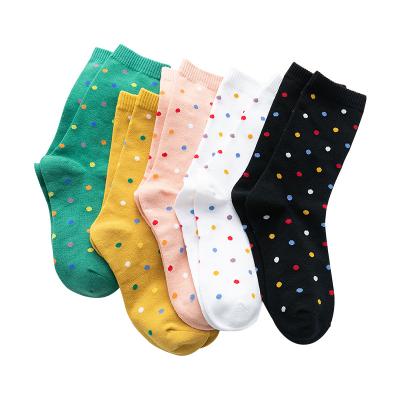 China Antibacterial Women Crew Socks Daily Casual Colorful Polka Dot Ankle Socks For Women Girls for sale