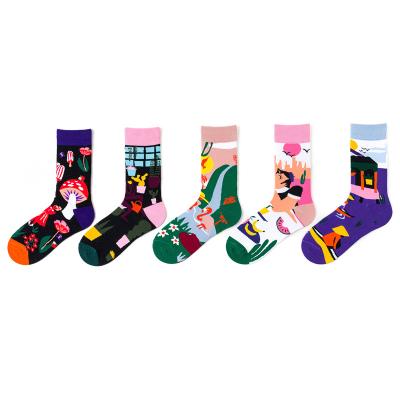 China Wholesale Antibacterial Custom Design Happy Cotton Women Casual Socks for sale