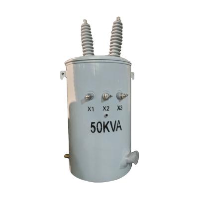 China 12.4kv 240v 50kva Oil Immersed Distribution Transformer Single Phase Pole Mounted Transformer for sale