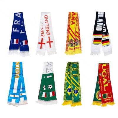 China 2022 Festival Decoration World Cup Scarves Soccer Custom All Team Fan Supplies Scarf Neck Souvenir Gift Cheer Scarf for sale