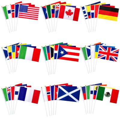 China Reusable Hand Wave Flag Fast Delivery Polyester Printing Low Moq Parade Mini Flags With Pole for sale