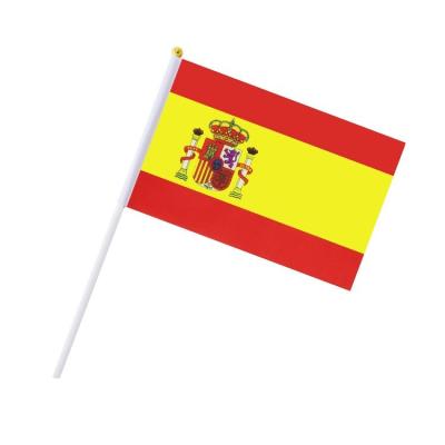 China Reusable Spain Hand Flag Custom All Country Hand Wave National Flag Parade 2022 World Cup Sports Events Flags for sale