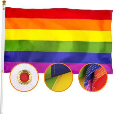 China Custom Printed Color Stability Pride Flag Parade Flag Peace 3x5 Polyester Bar Flying Rainbow 3x5ft 90x150cm for sale