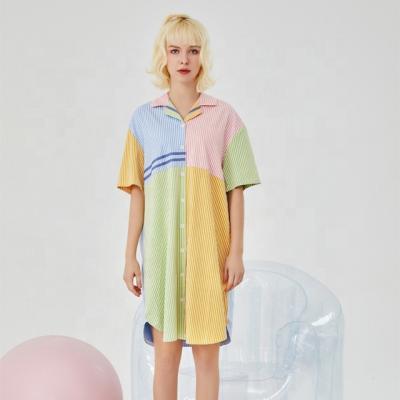 China Pajamas fashion breathable European and American large size casual home long wear pure cotton nightgown women's sleepwear for sale