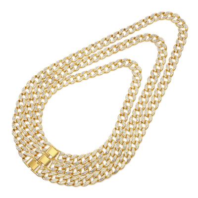 China Hiphop Hip Hop Iced Out Full Miami Chain Bling Hitter Paved Cuban Necklaces Restriction Rhinestones 15mm For Men Jewelry for sale