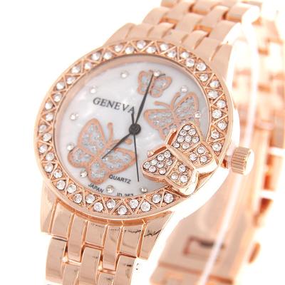 China Business Watch Alloy Ladies Watch Diamond Steel Band Butterfly Watch DIVER Geneva for sale