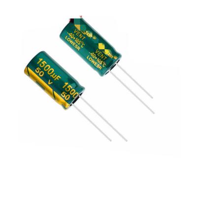 China 50V1500UF high quality original and new standard 13*25MM size of electrolytic capacitor 1500UF50V for sale