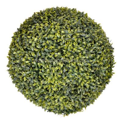 China Home and garden deocration green color artificial yellow leaf grass ball with UV resistance plastic garden decoration for sale