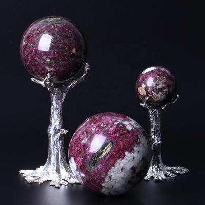 China Wholesale Red Tourmaline Spheres Rubellite Spheres Tourmaline Crystal Ball From Europe for sale