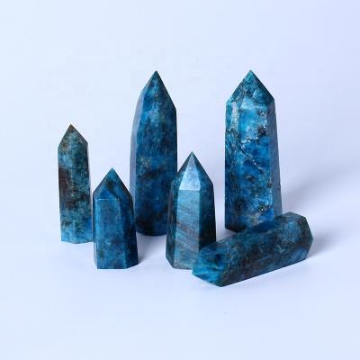 China Wholesale Apatite Crystal Blue Tower Europe Point Blue Apatite Point For Decoration for sale