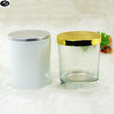 China Heat resistant; Wholesale Clear Corrosion Perfume Oil Candle Resist Mug With Gold Metal Lid for sale