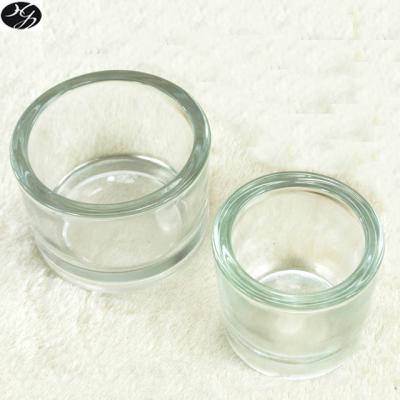 China Wholesale Custom Thick Glass Wall Cups Candle Holder Thick Glass Candle Holder for sale