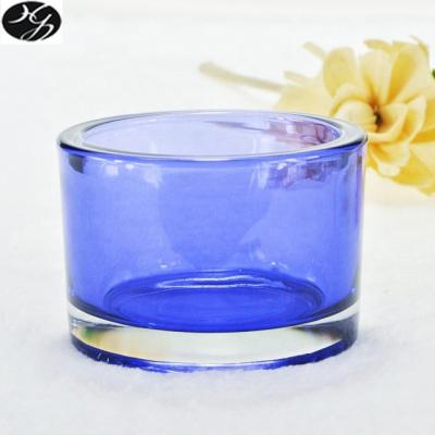 China Heat resistant; Corrosion Perfume Oil 125ml Resistance Transparent Blue Colored Thick Glass Candle Jars for sale