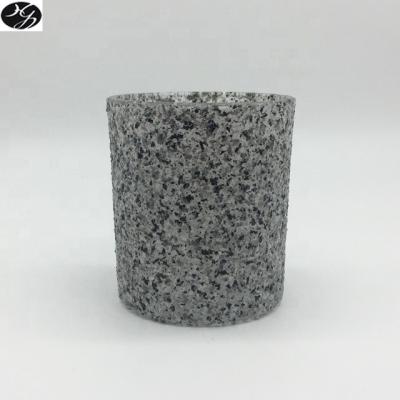 China 2019 Home Decoration Latest Design Dark Gray Granite Empty Glass Candle Jars for sale