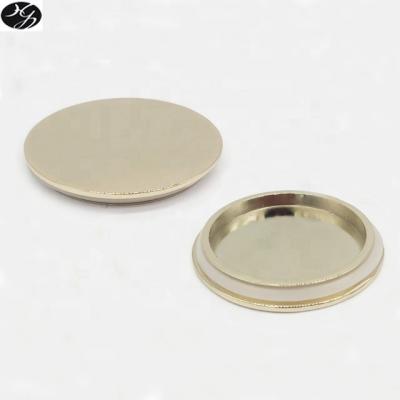 China Non Spill Gold Plated Metal Sealed Flat Glossy Lid With Silicone For Candle Jars For Candle Holders for sale