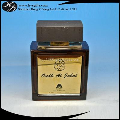 China Personal Care 100ml Old Fashioned Golden Square Moroccan Perfume Bottle for sale