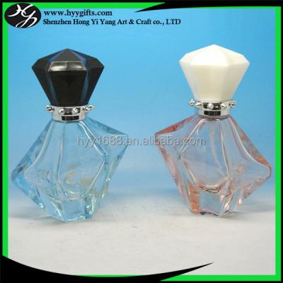 China Personal care mini new design 50ml luxury diamond shape perfume glass bottle for sale