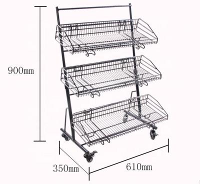 China Hot Sale Single Sided Supermarket 3 Tier Promotional Shelf Food Display Stand 3 Tier Rack For Display for sale